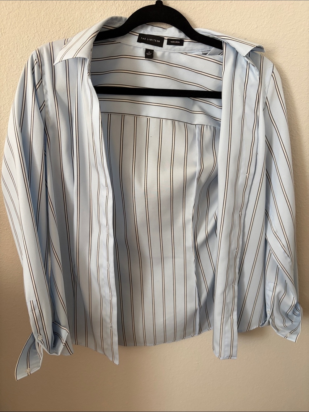 Women’s The Limited Light Blue Button-Down Shirt with white & Navy Stripes